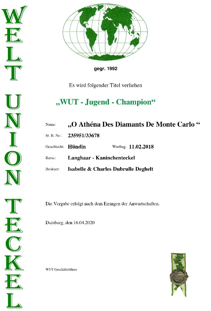 CH. O athéna Des Diamants De Monte-Carlo